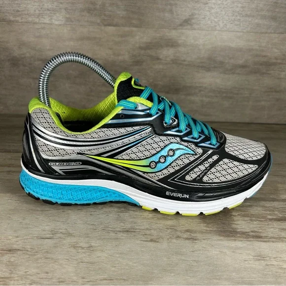 Saucony Guide 9 Everun Athletic Running Shoes Sneakers Gray Blue Women 7 - Picture 1 of 12